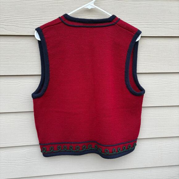 Vintage Pendleton Red Wool Embroidered Vest Button Front Womens L - Picture 2 of 3